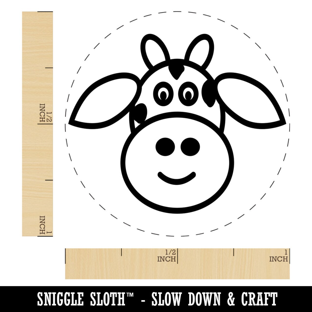 Cheerful Cow Face Doodle Self-Inking Rubber Stamp for Stamping Crafting Planners